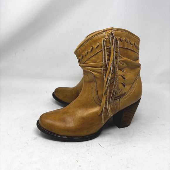 Naughty Monkey Western Boots Size 7.5 Leather Fringe Ankle Cowboy Womens - Picture 1 of 9